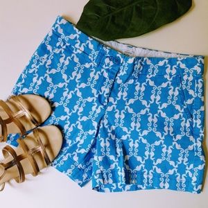 crown & ivy | Blue and White Seahorse Print Shorts